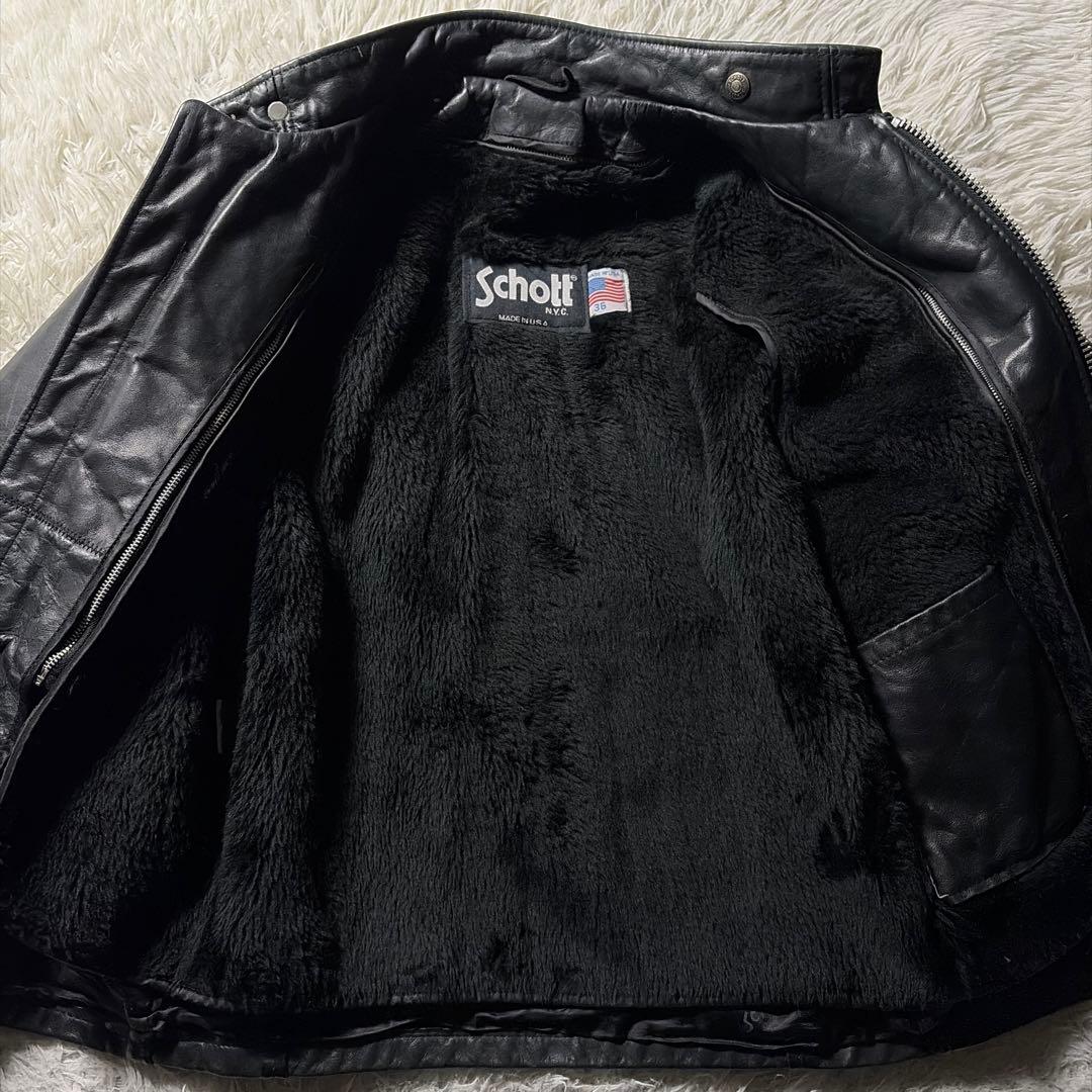 【米国製】schott ライダースジャケット 141 本革　ブラック　36