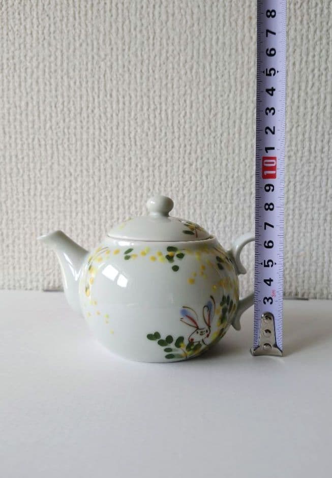 【新品】空萌工房 田口紀美子さん ティーポット ミモザ✕うさぎ✕小鳥