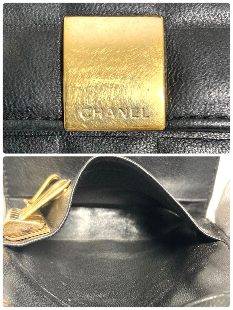 良品　CHANEL シャネル　レザー　チョコバー　6連キーケース　ブラック