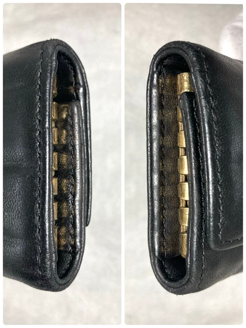 良品　CHANEL シャネル　レザー　チョコバー　6連キーケース　ブラック