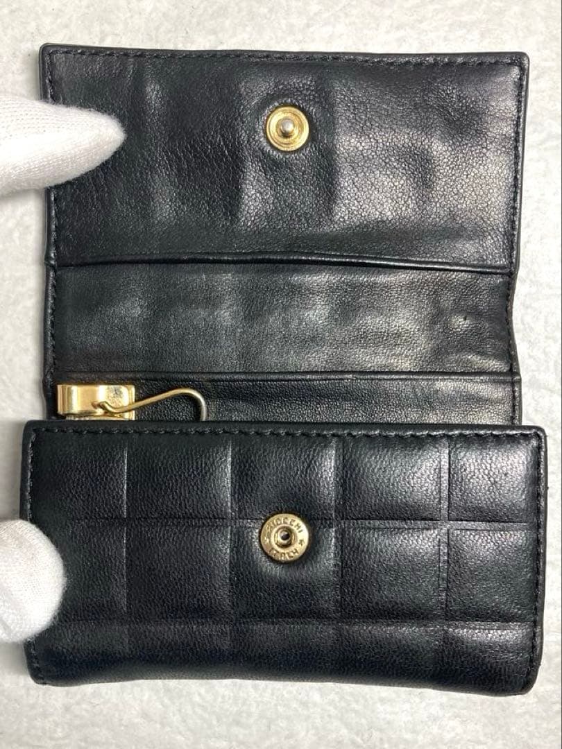 良品　CHANEL シャネル　レザー　チョコバー　6連キーケース　ブラック