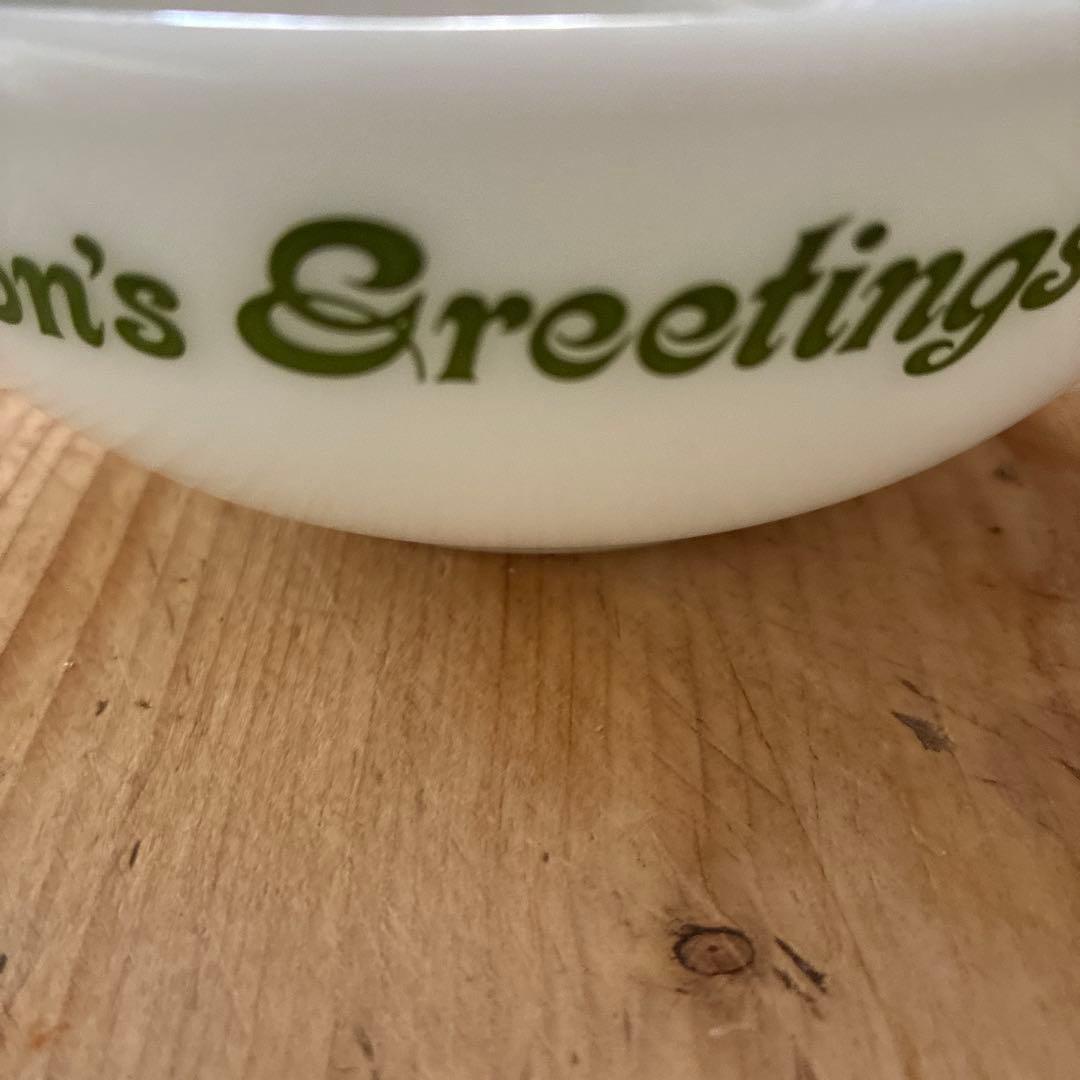 レア品　ビンテージパイレックス　クリスマスグリーティング　スープサラダボウルペア