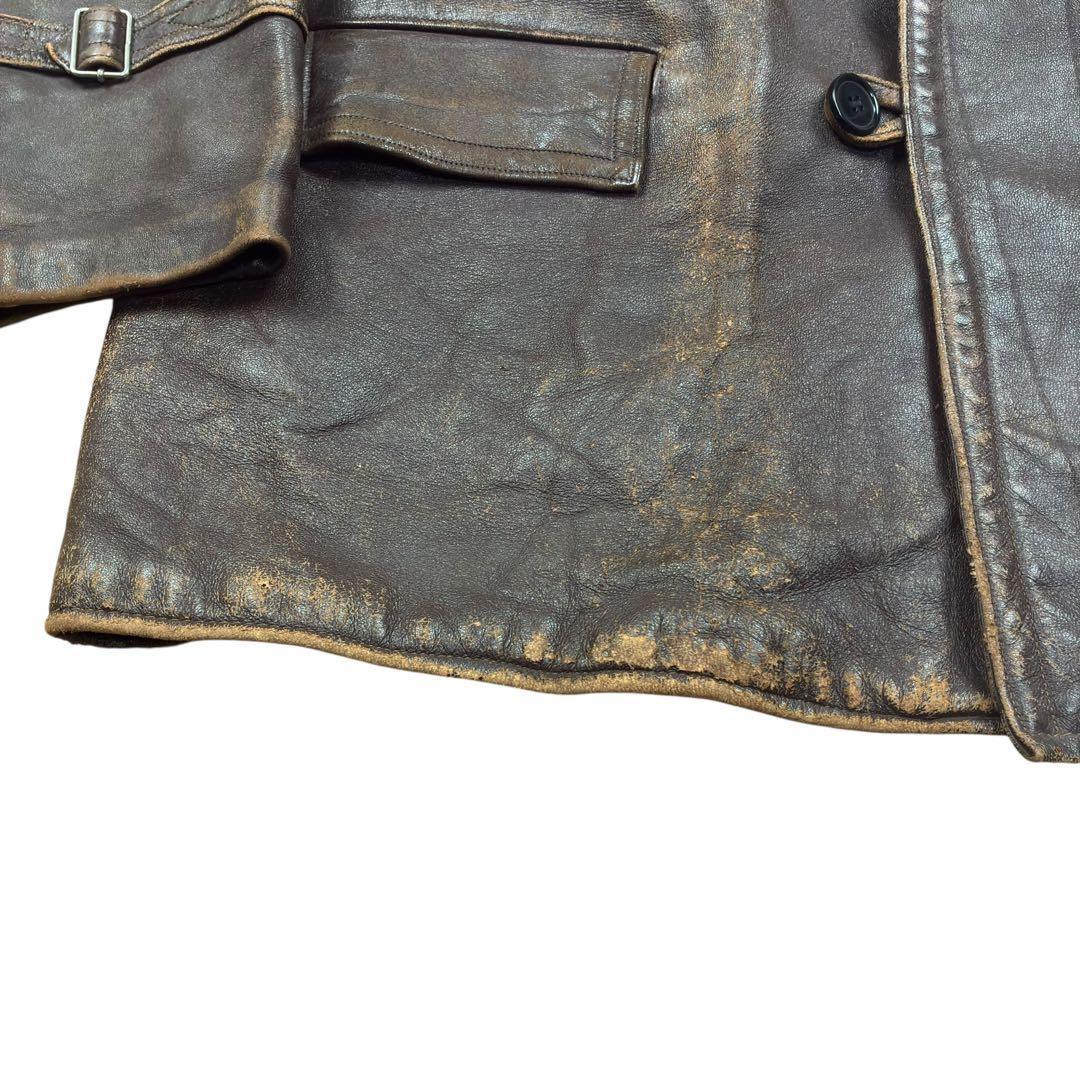 50s 60s EURO VINTAGE ダブル ブレスト レザー ジャケット
