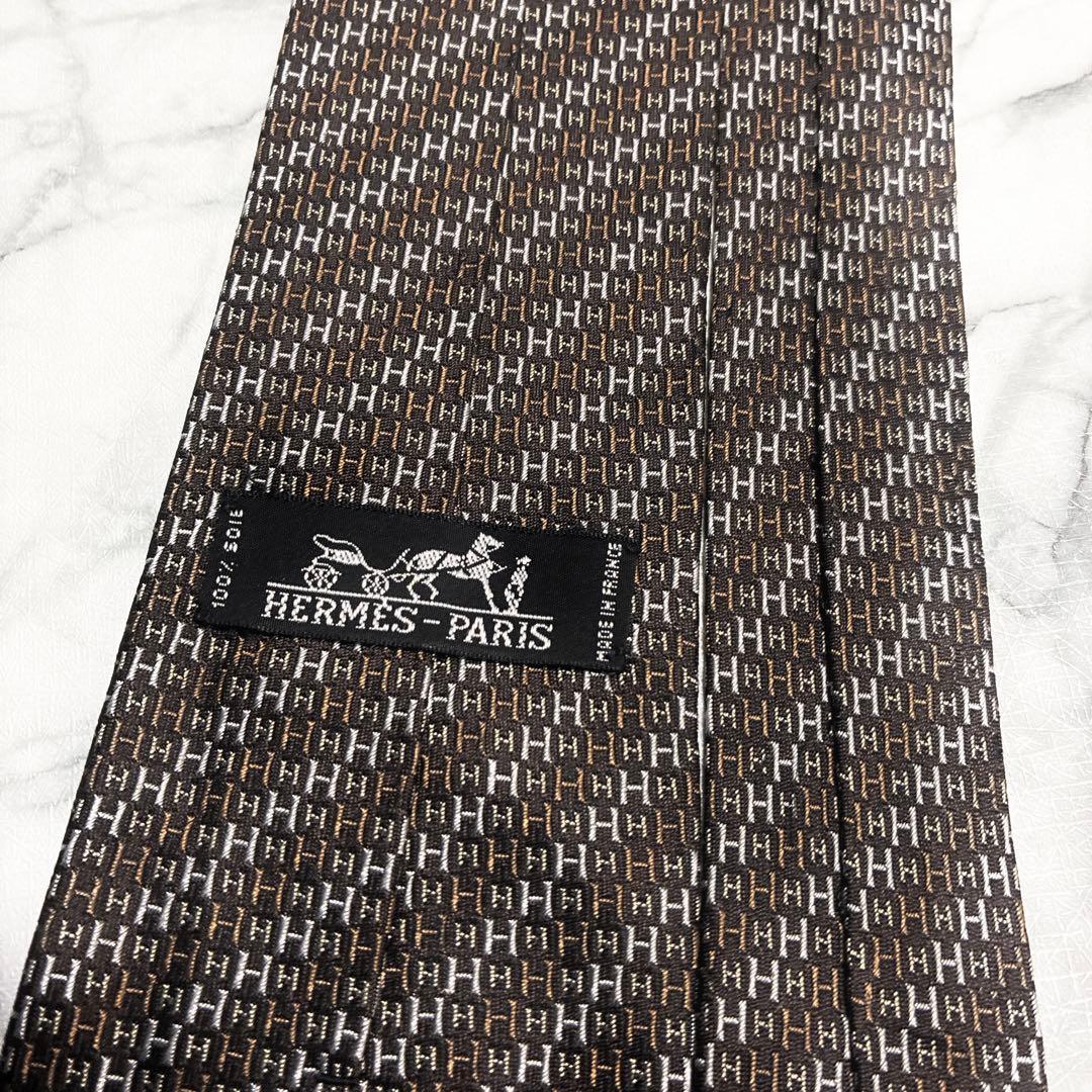 ✨希少デザイン✨HERMES ファソネ風H柄 全面Hロゴ　総柄　ネクタイ