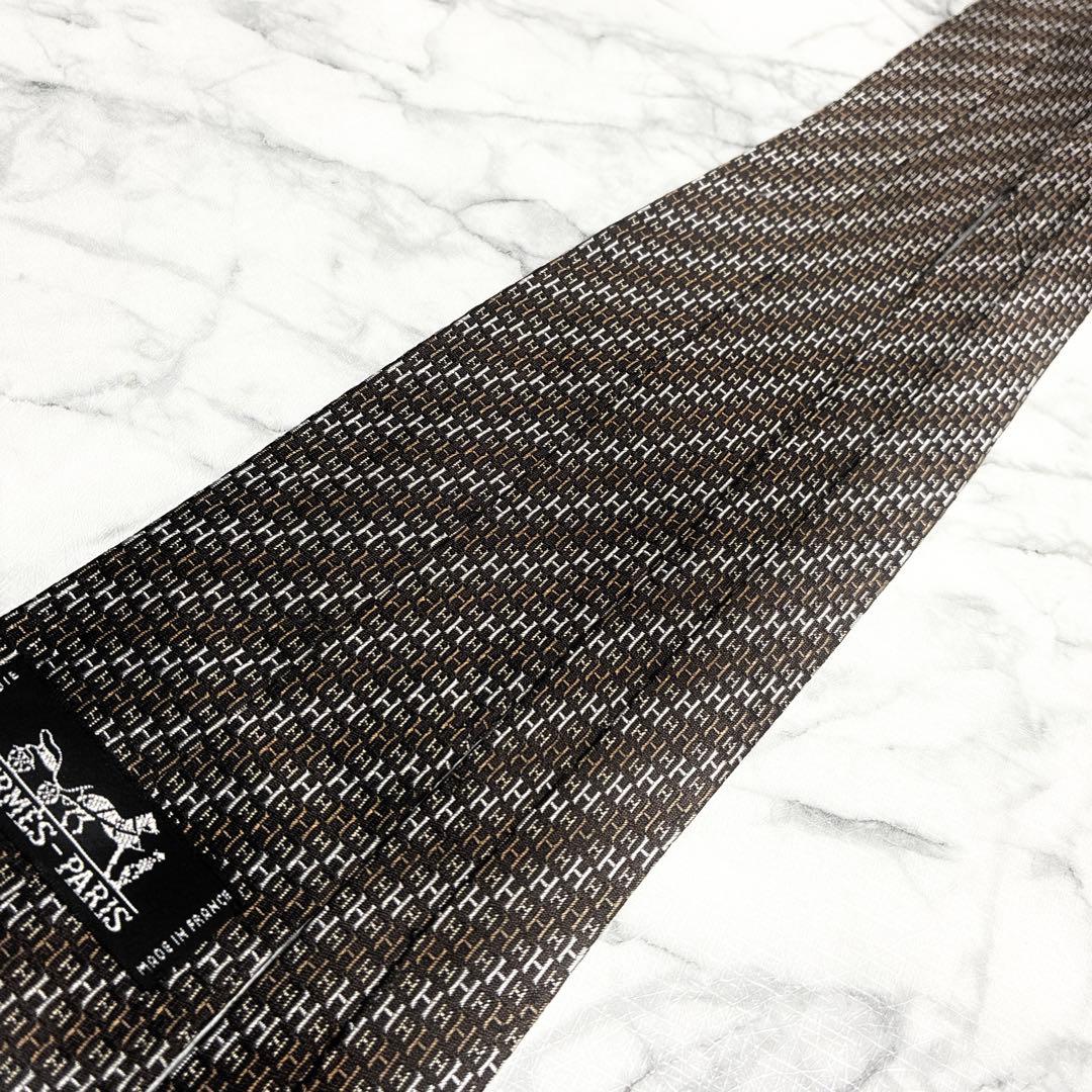 ✨希少デザイン✨HERMES ファソネ風H柄 全面Hロゴ　総柄　ネクタイ