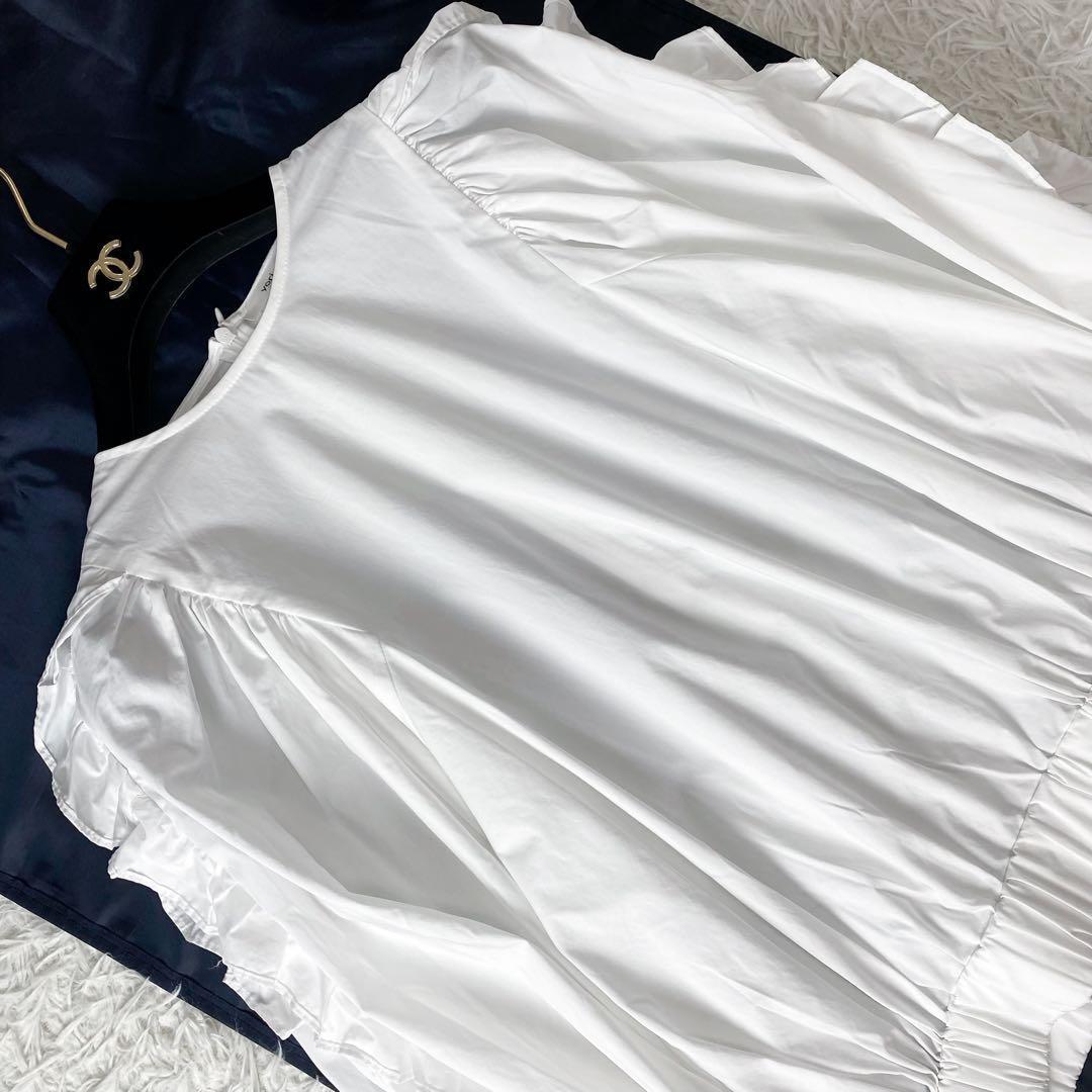 値下げ中5 yori ヨリ 22ss フリル スリーブ ブラウス 白 S 現行
