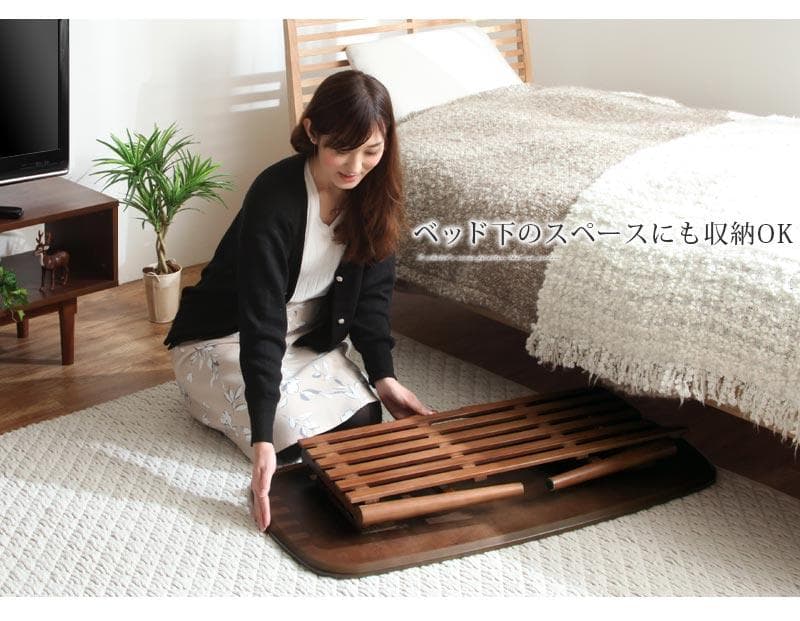 幅 100cm 折りたたみ ローテーブル ウォールナット 収納付き