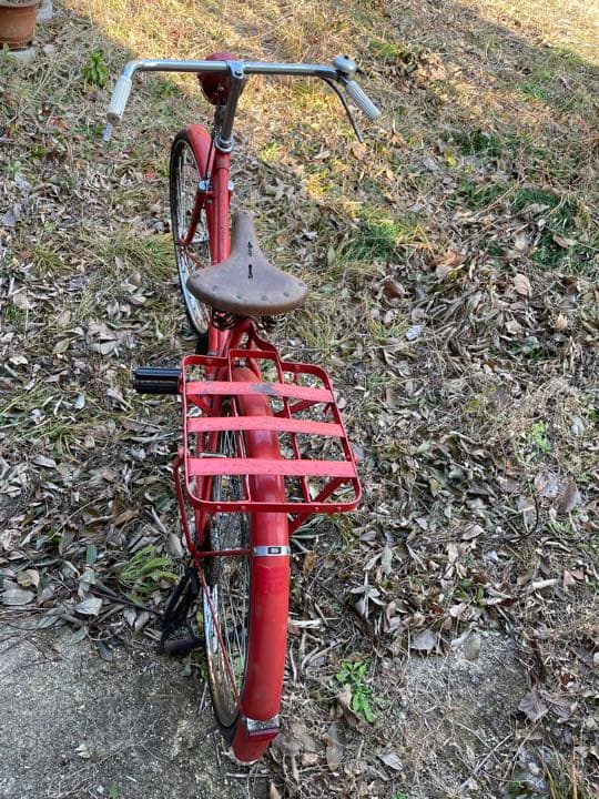 昭和レトロ昭和48年製造ブリヂストン　ビンテージ　アンティーク郵便局の赤い自転車