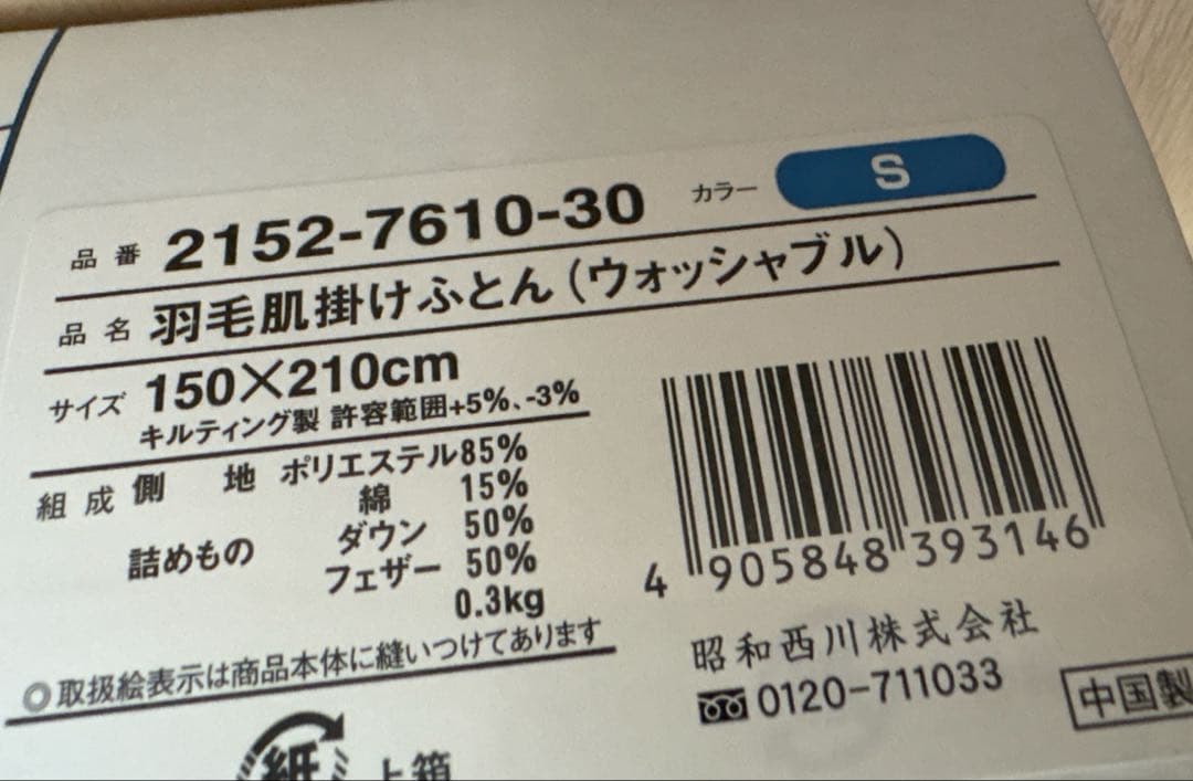 ロイヤルコペンハーゲン 夏用　羽毛掛け布団 昭和西川　新品