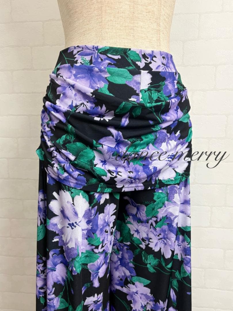 ＊新品　社交ダンス　ワイドパンツ　黒　紫　緑　パーティ　ズボン　パンツ　2397
