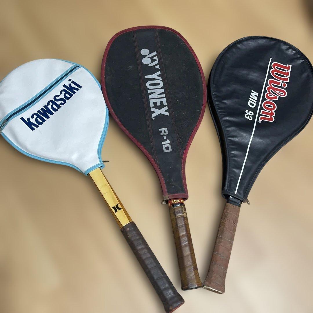 テニスラケットセット 3本（Yonex, Wilson, Kawasaki）