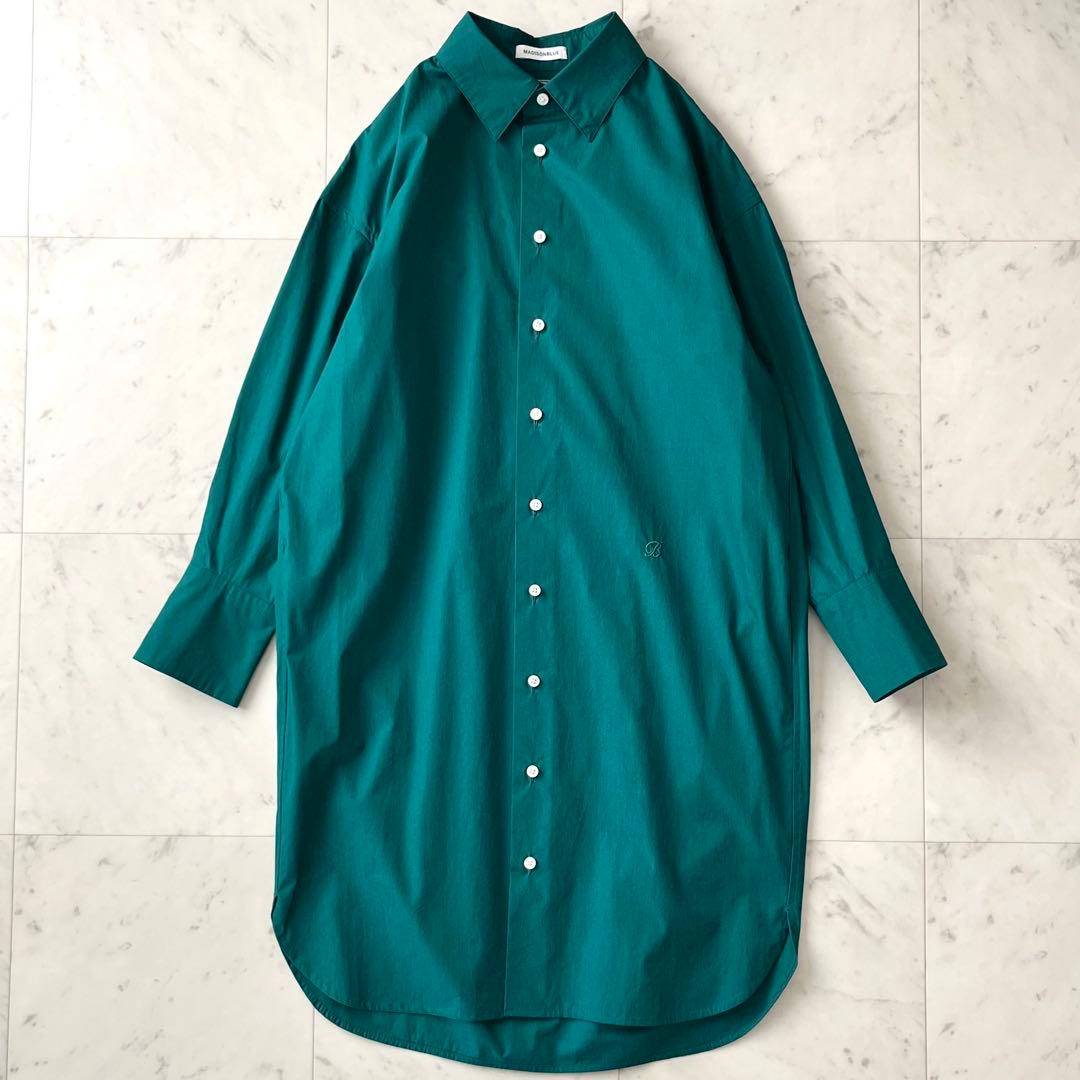 美品＊マディソンブルー バックタックシャツワンピース サイズ00 グリーン系 綿