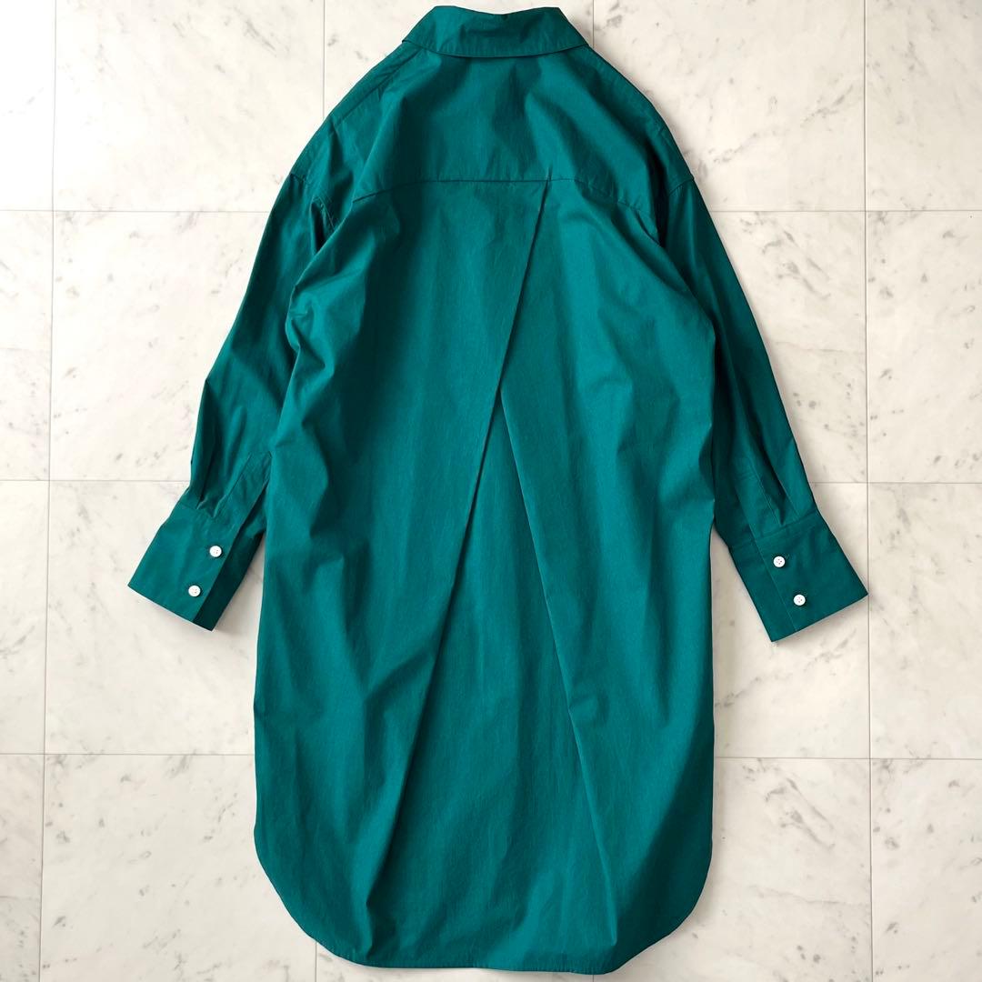 美品＊マディソンブルー バックタックシャツワンピース サイズ00 グリーン系 綿