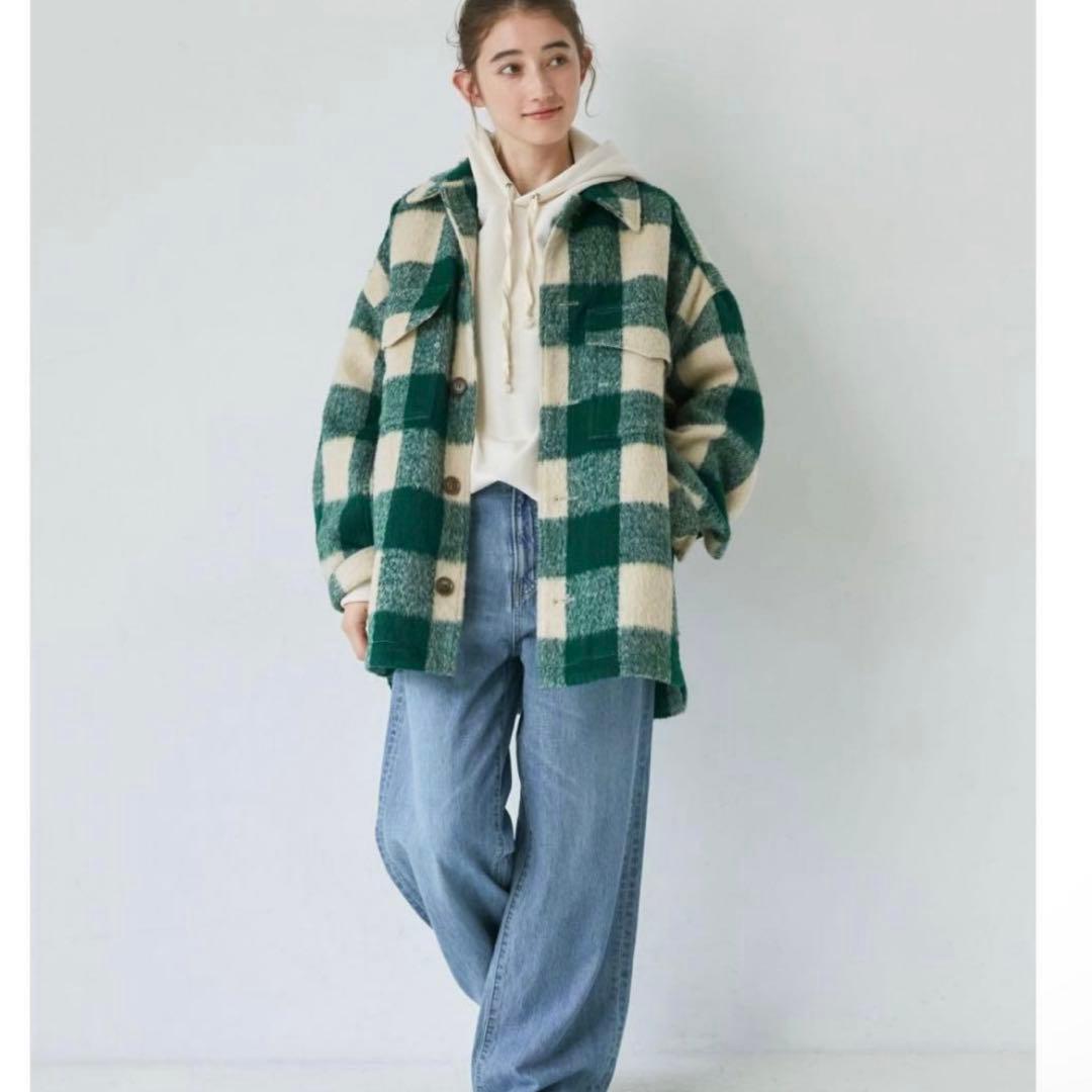 UNGRID シャギーチェックビッグシャツ