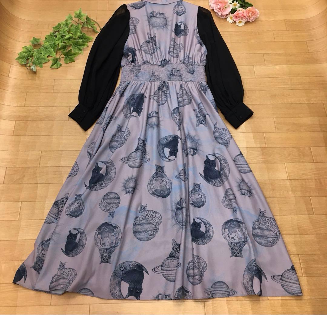 定価17600円 マミタス mmts しょこたん 猫 ネコ 柄 ワンピース S