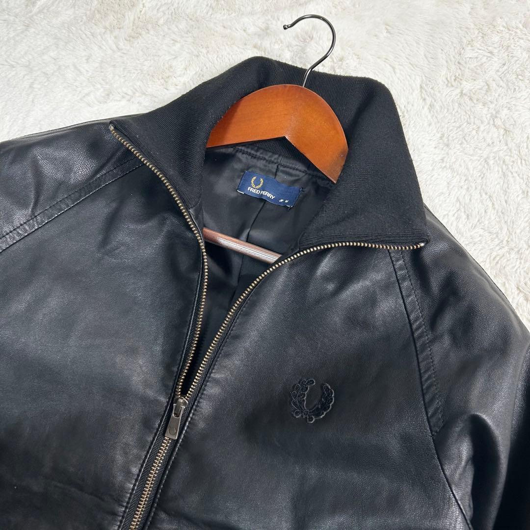 超希少✨FRED PERRY やぎ革　レザージャケット　トラックジャケット　黒