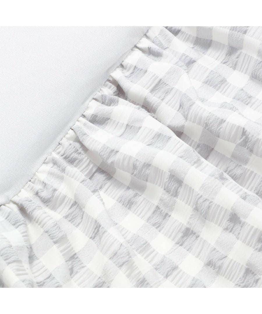 ふわろ 夏でもさらっともちもち ベッドパッド フリルチェック セミダブル WH