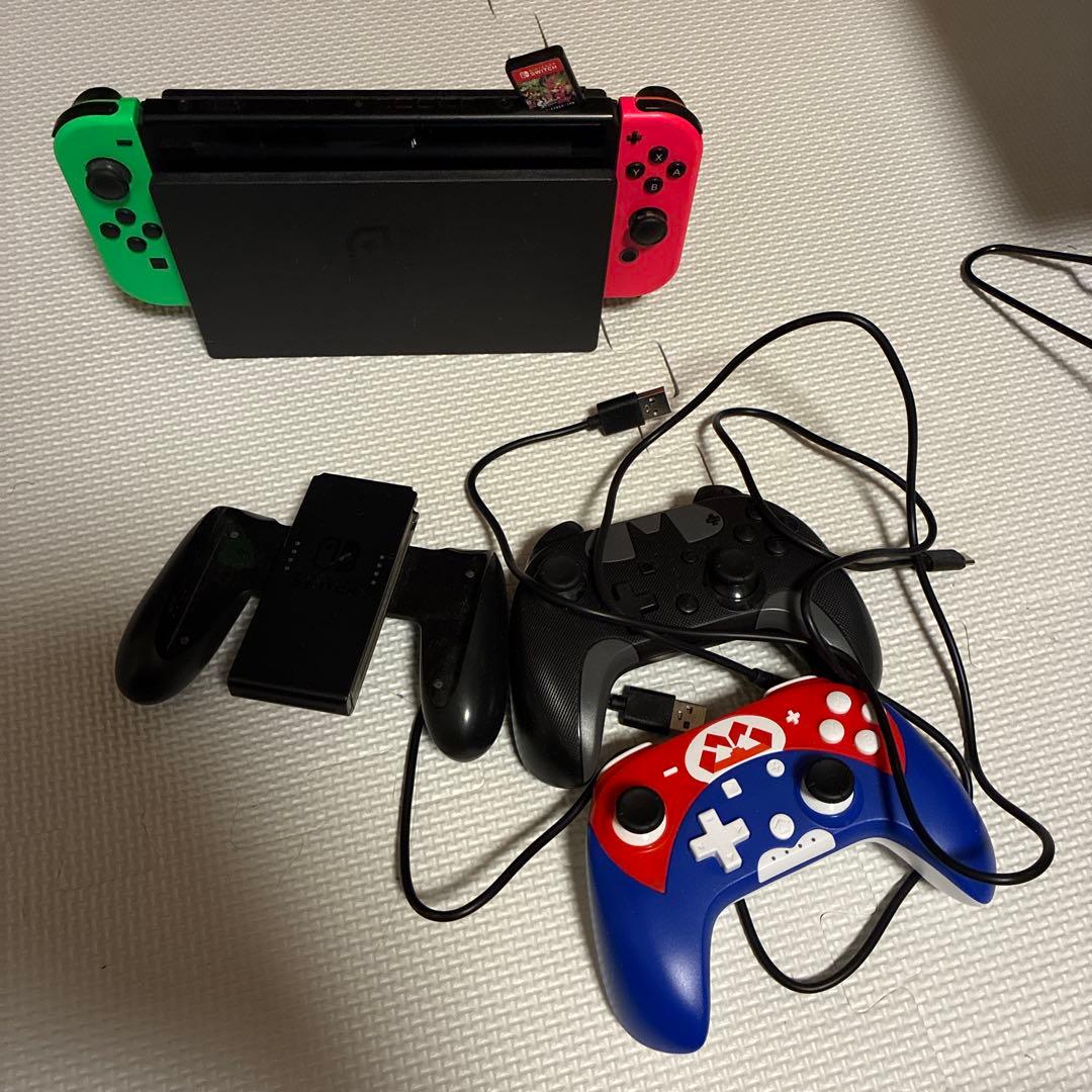 NintenSwitch ネオングリーン/ピンク 本体、コントローラ2個スプラ2