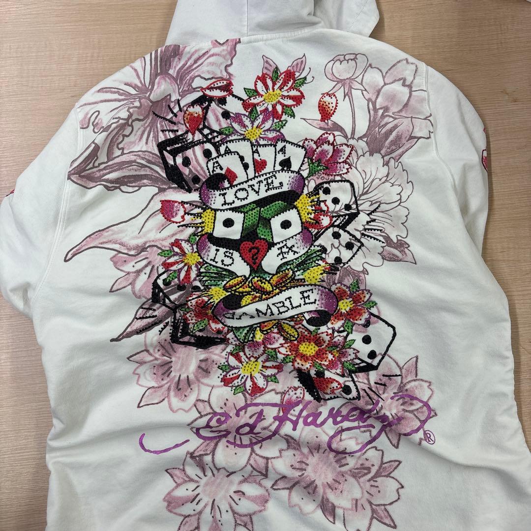 Ed Hardy XL パーカー フラワー スカル