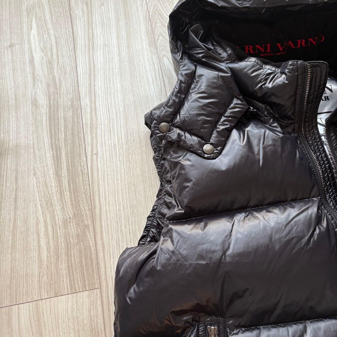 【極美品】BARNI VARNO ラインストーンロゴダウンベスト ブラック XL