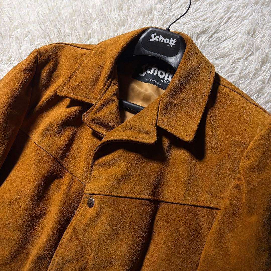 【米国製】schott Western Suede Jacket キャメル　40