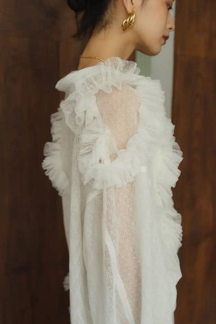 Knuth Marf tulle design blouse white 新品