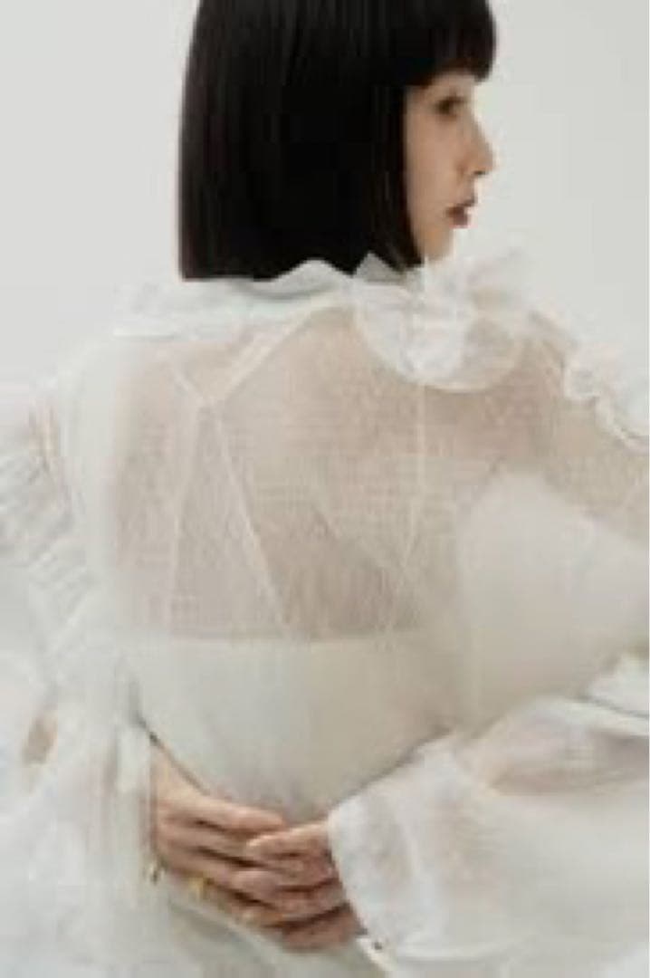 Knuth Marf tulle design blouse white 新品