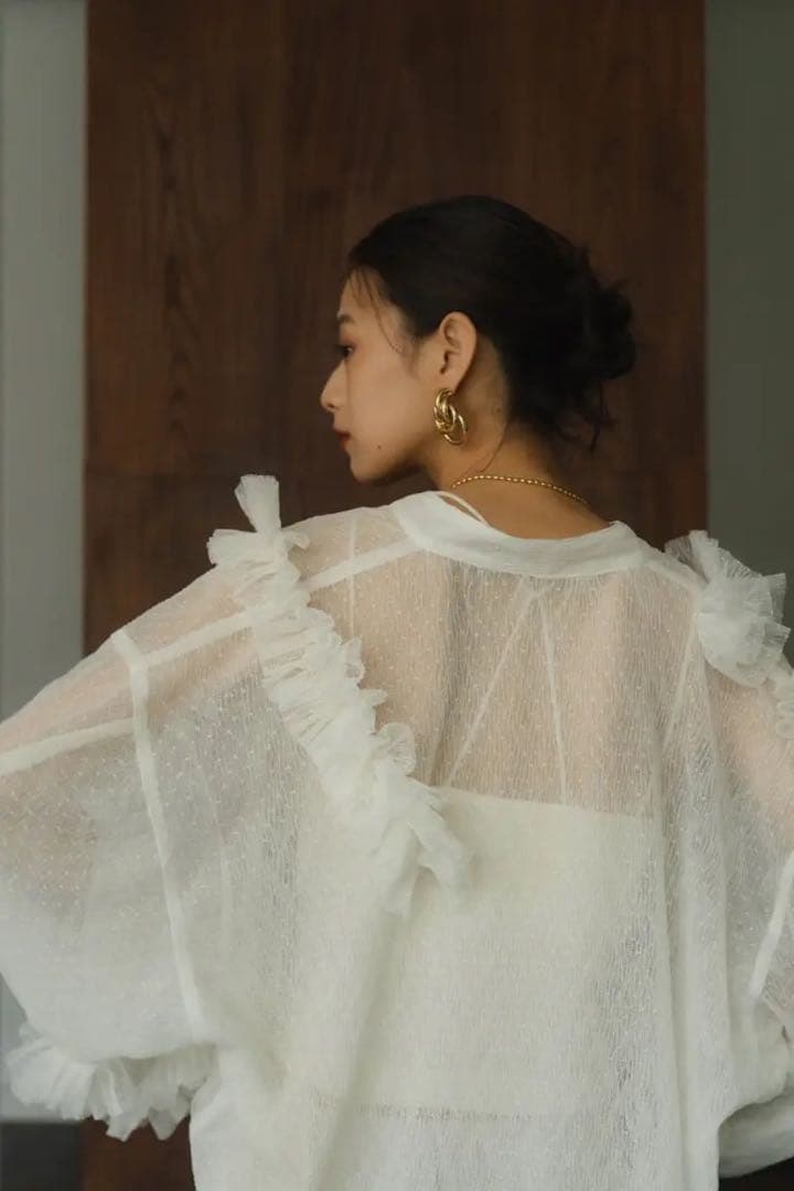 Knuth Marf tulle design blouse white 新品