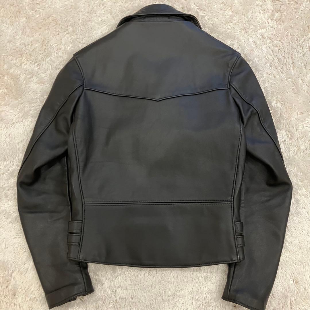 美品 希少32 英国製 666 Leather Wear ダブルライダース 黒