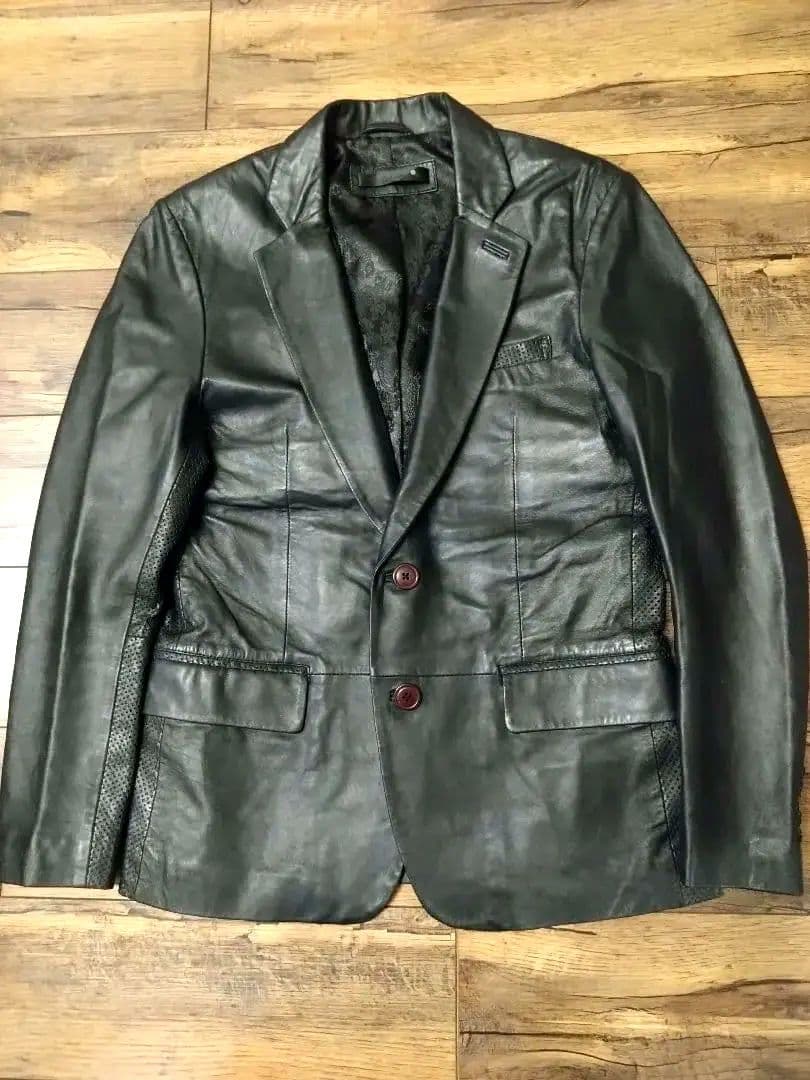 ★新品未使用 Liugoo Leathers ブラックレザーテーラードジャケット