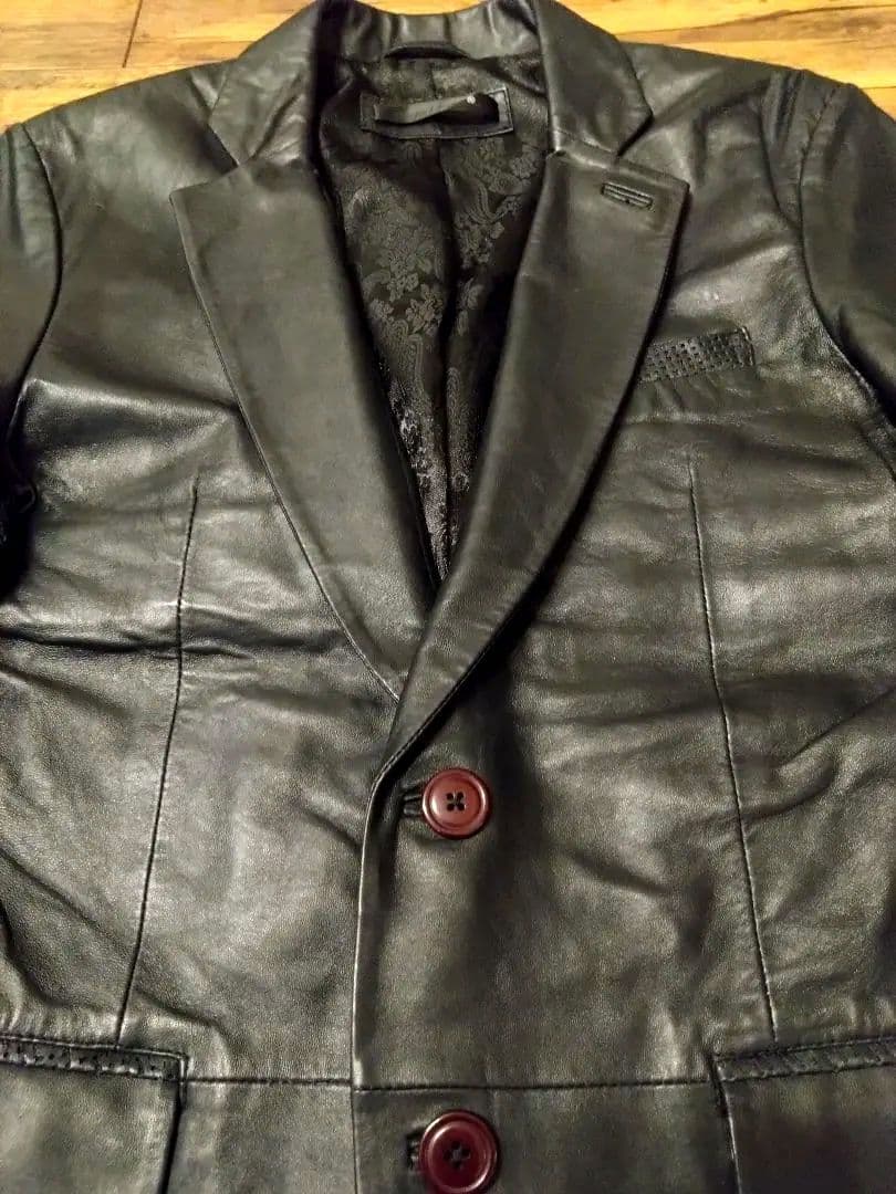★新品未使用 Liugoo Leathers ブラックレザーテーラードジャケット