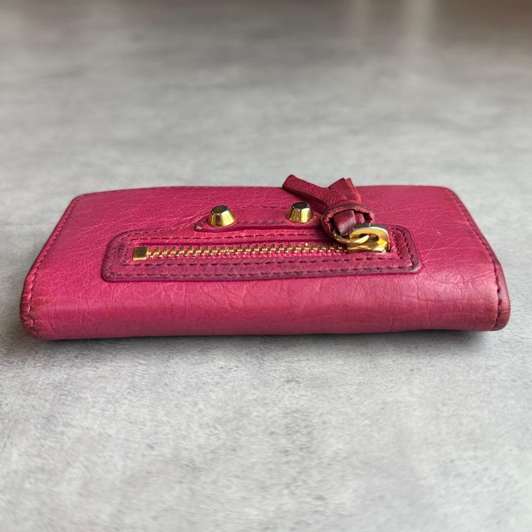 希少色✨BALENCIAGA クラシック　レザーキーケース　スタッズ　ピンク