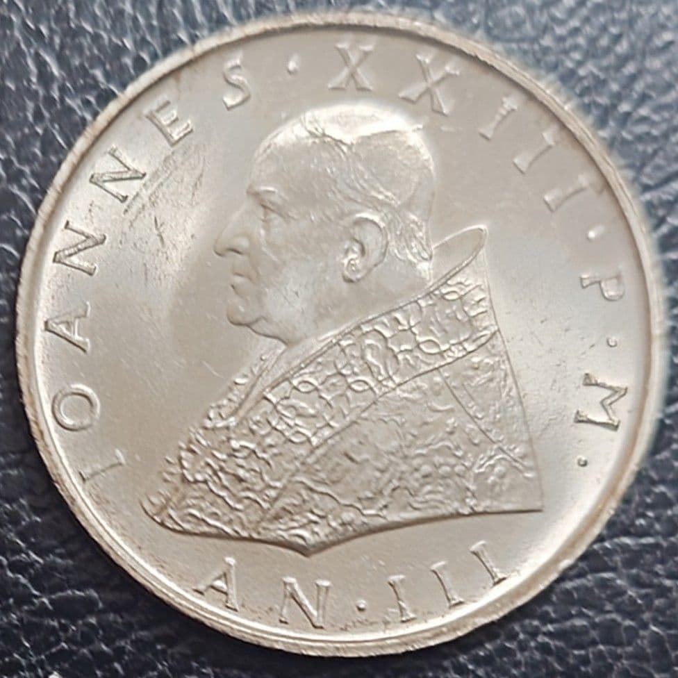 1958年 バチカン市国銀貨 500リラ ピウス12世教皇銀貨silver835