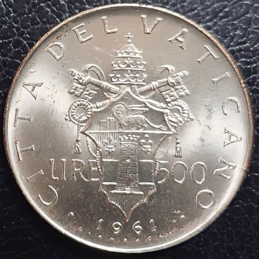 1958年 バチカン市国銀貨 500リラ ピウス12世教皇銀貨silver835