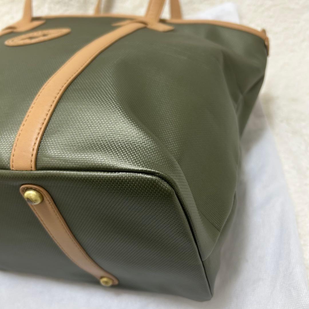 【極美品】ハンティングワールド A4 トートバッグ グリーン ロゴ