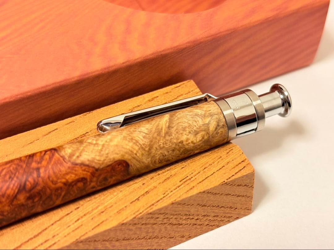 【真鍮パイプ】工房楔 花梨紅白 こぶ杢 シャープペンシル 0.5mm ペンシル楔