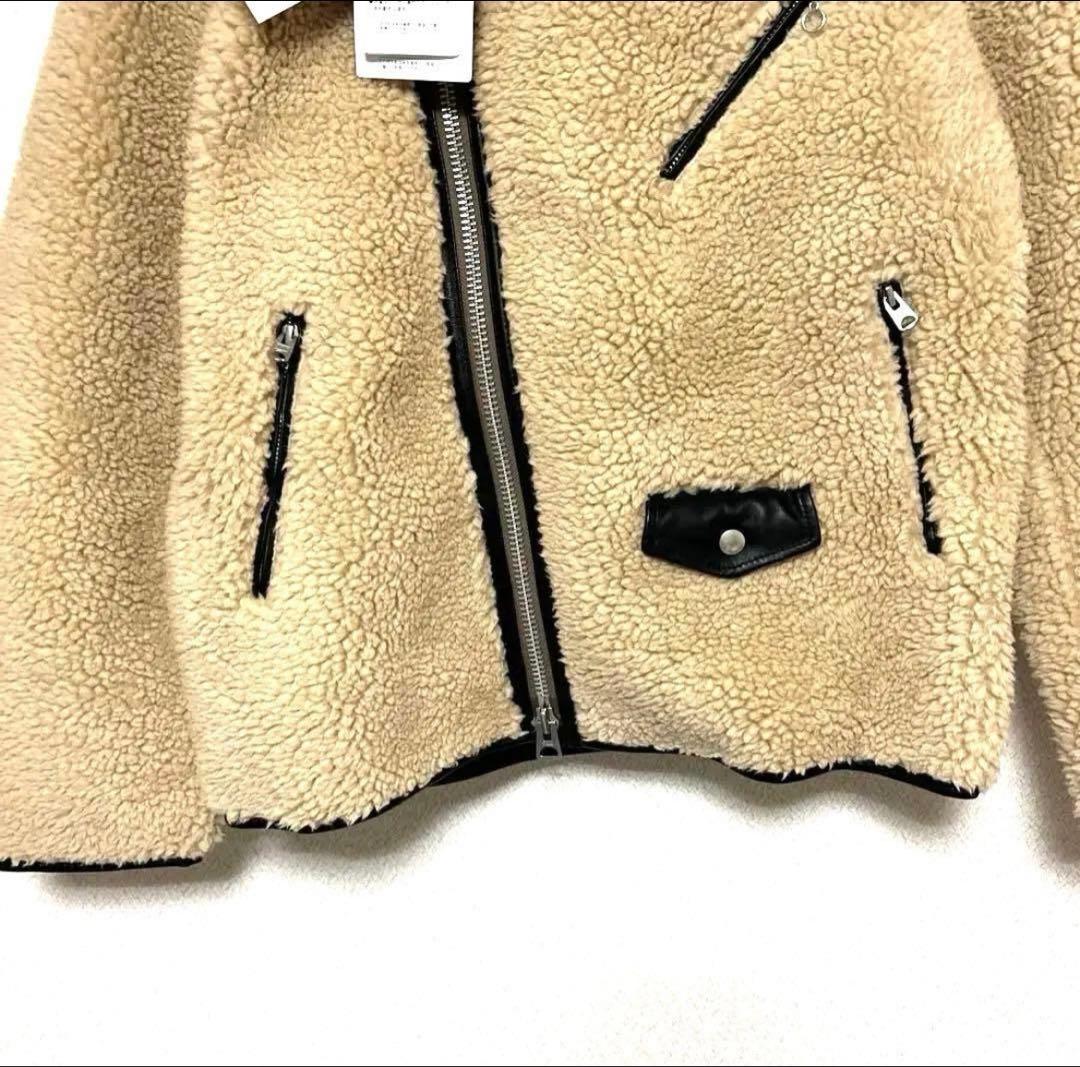 新品【レトログレード】シープ トリム ボア ライダース ベージュ （Ｌ）
