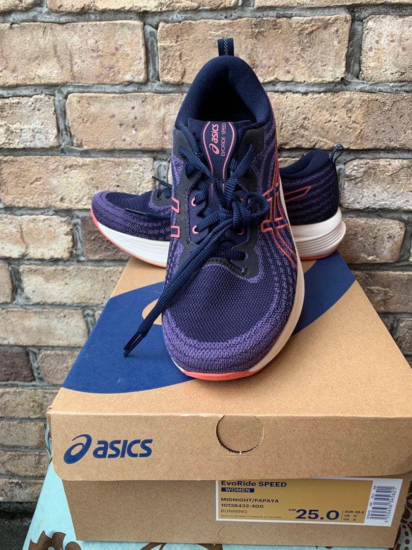 正規品美品！asics EvoRide SPEED 25.0cm ネイビー