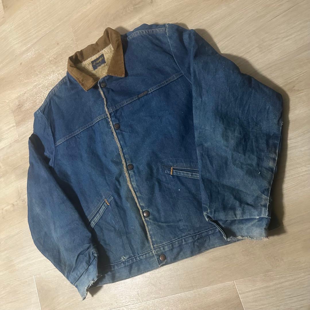 80sラングラー Wrangler 裏ボア 襟コーズ デニムジャケット44