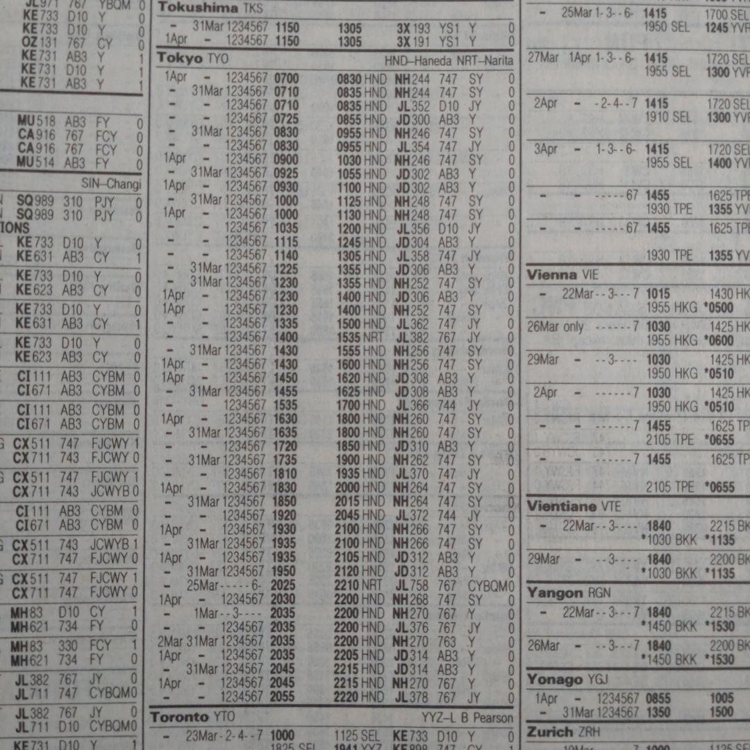 ＡＢＣ World Airways Guide MAR 1995 貴重品　洋書