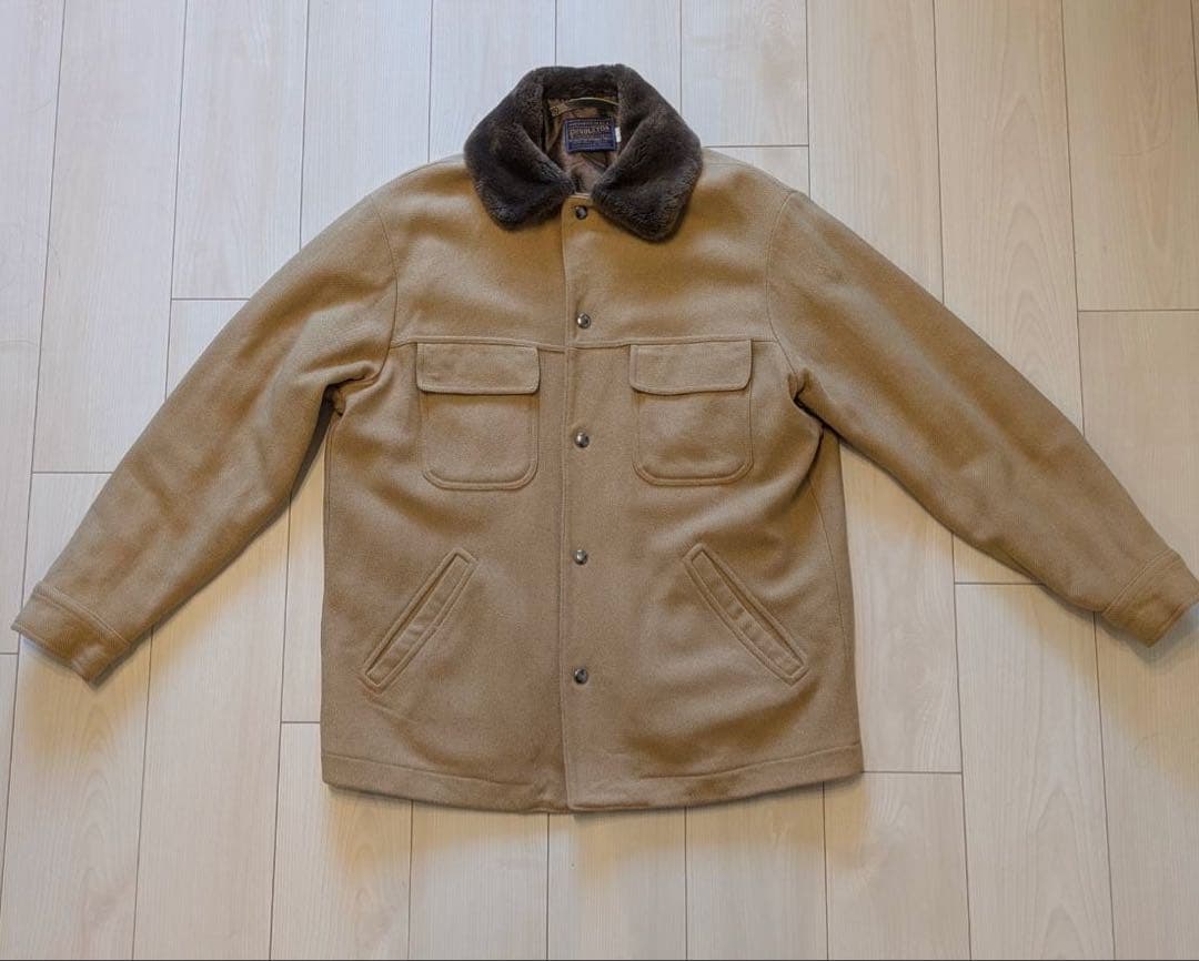 40s Pendleton ベージュ ファー襟ジャケット