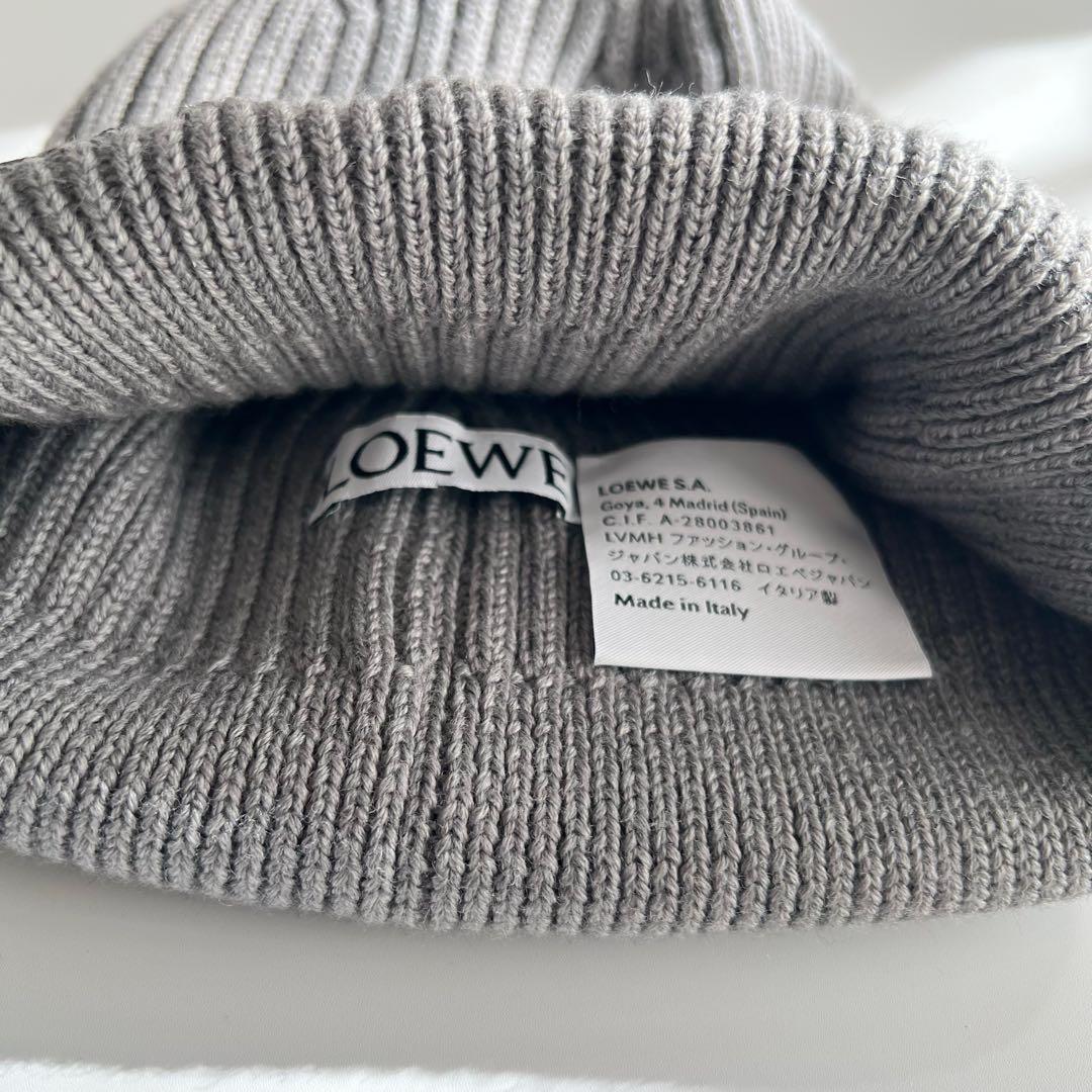 未使用 LOEWE ロエベ ニット帽 ウール ビーニー グレー