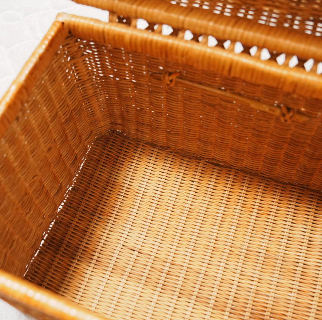 【極美品】バスケット レトロ カゴ ラタン 籐 ヴィンテージ アンティーク