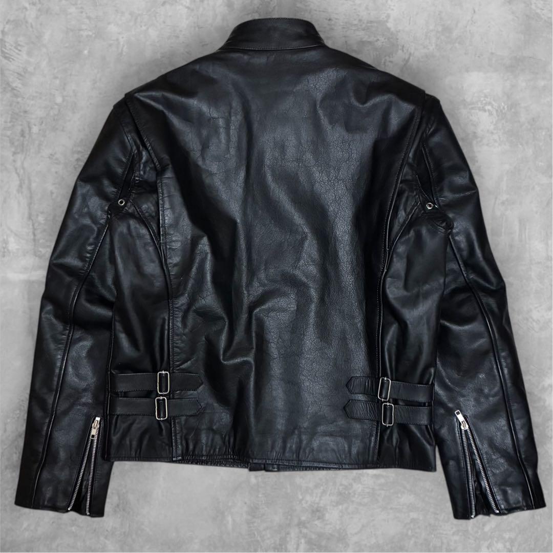 3XL!!美品 HORN WORKS レザージャケット シングル 牛革 黒