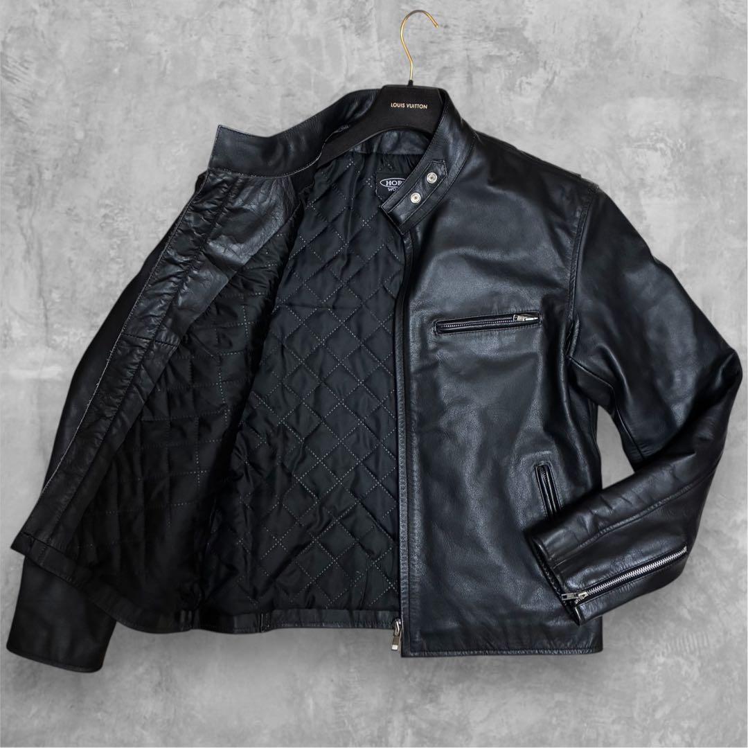 3XL!!美品 HORN WORKS レザージャケット シングル 牛革 黒