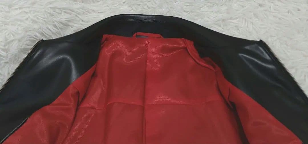 COMME CA MENコムサメン高級エコレザー短丈シングルライダースジャケット
