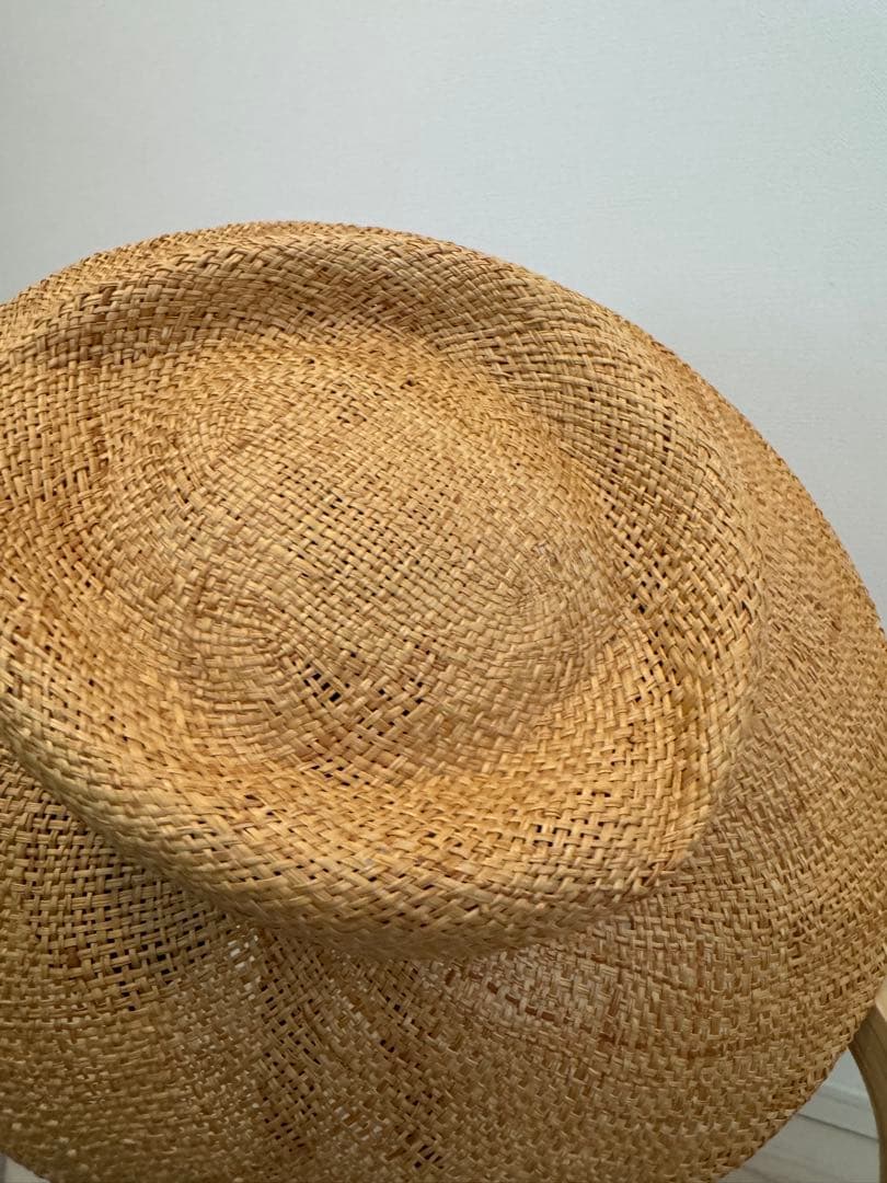 【美品】La Maison de Lyllis ベージュ 麦わら帽子 黒リボン