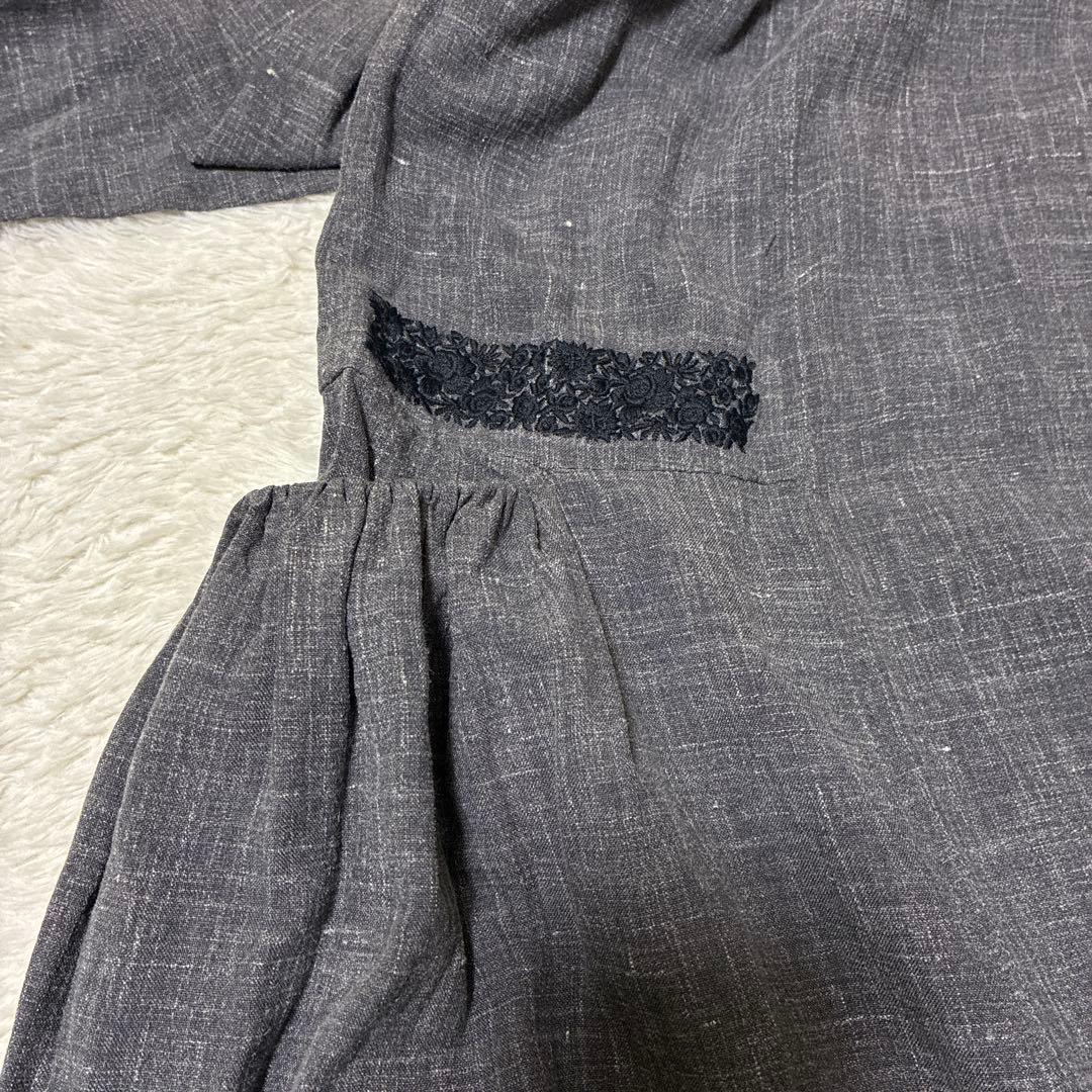 ARTS＆SCIENCE サイドギャザーポケット　刺繍　シルクリネンワンピース