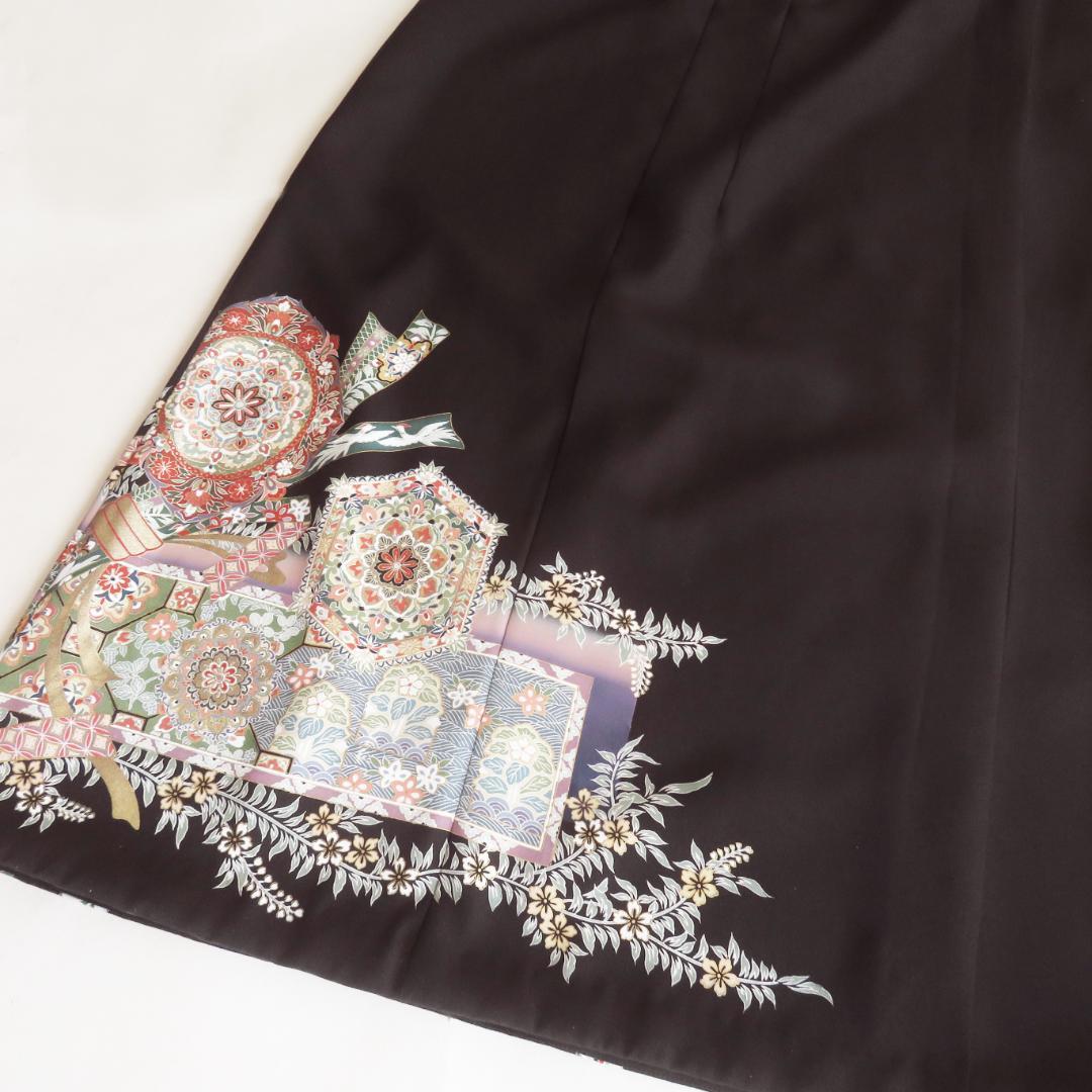 【SAN】着物リメイク　黒留袖　駒刺繍　鳳凰正倉院花文　金彩　ドレス