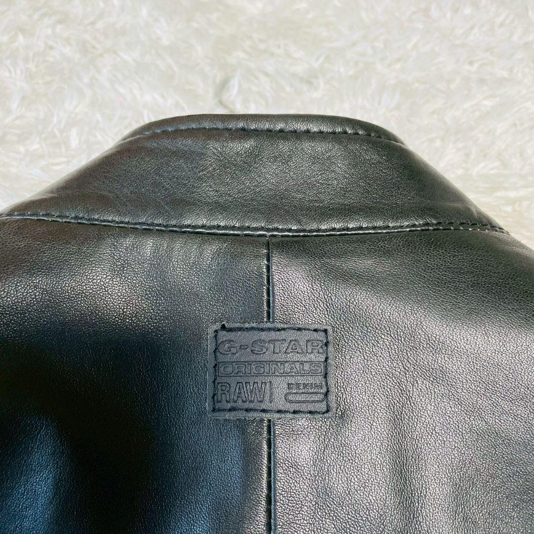美品　G-STAR RAW　シングルライダースジャケット　M　牛革　ブラック
